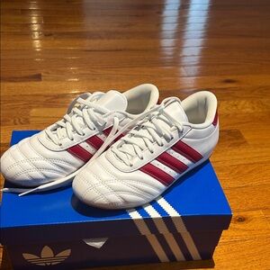Adidas White and Red Striped sneakers Size 5 women